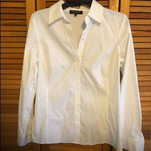 Lafayette 148 New white v-neck long sleeve blouse